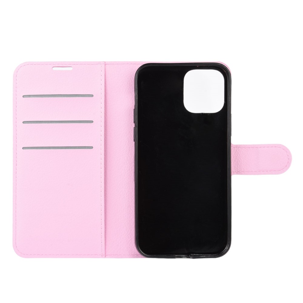  iPhone 12 Pro Max Fodral Litchi Läder Ljus Rosa