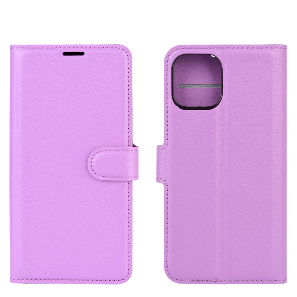  iPhone 12 Pro Max Fodral Litchi Läder Lila