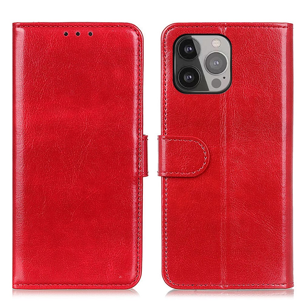 iPhone 13 Pro Max Fodral Crazy Horse Läder Röd