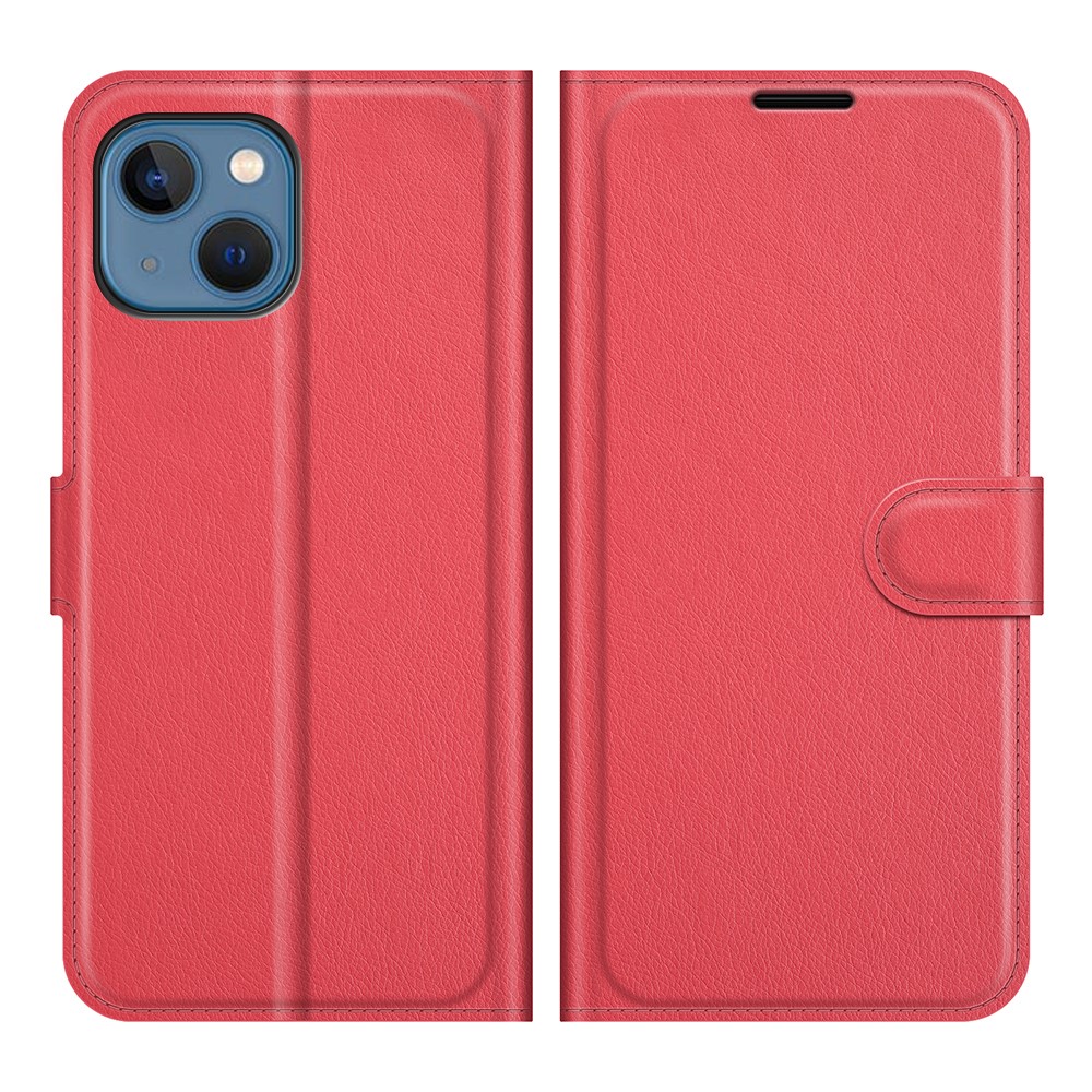  iPhone 13 Mini Fodral Litchi Läder Röd