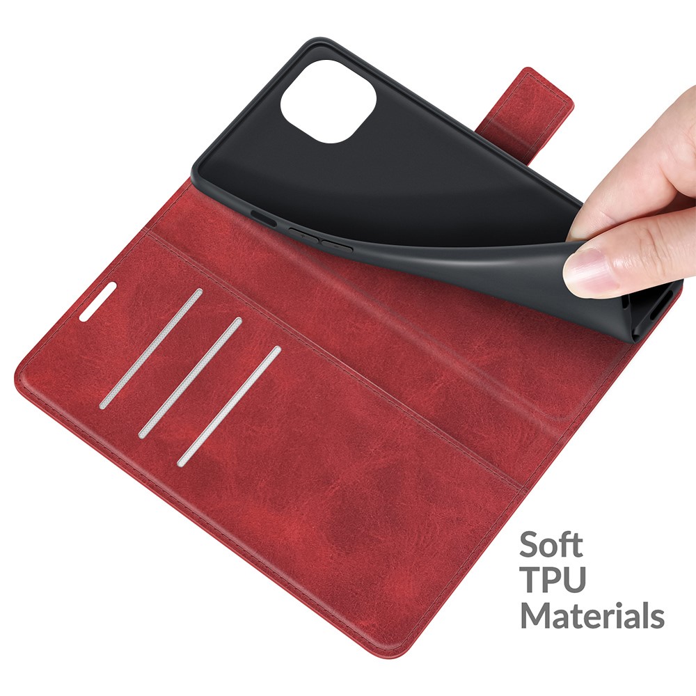 iPhone 13 Fodral Solid Läder Röd