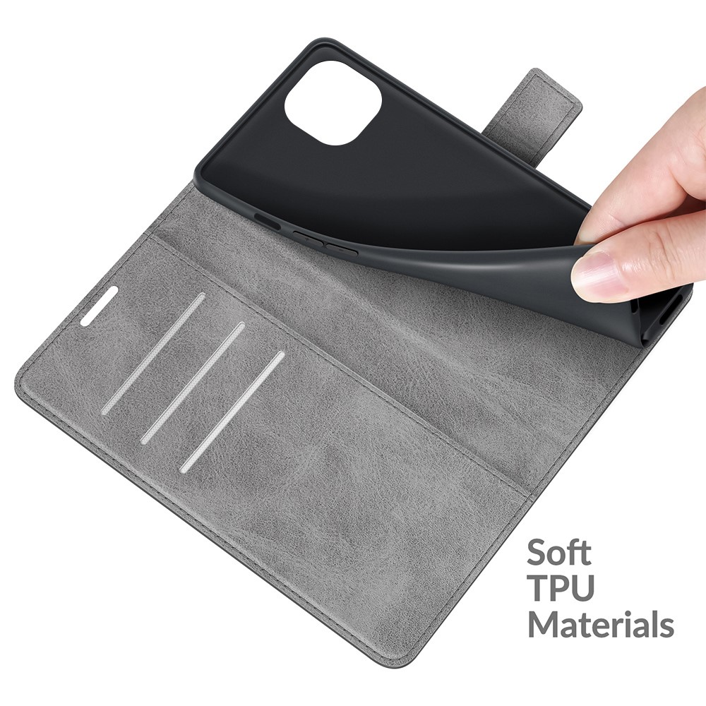  iPhone 13 Fodral Solid Läder Grå