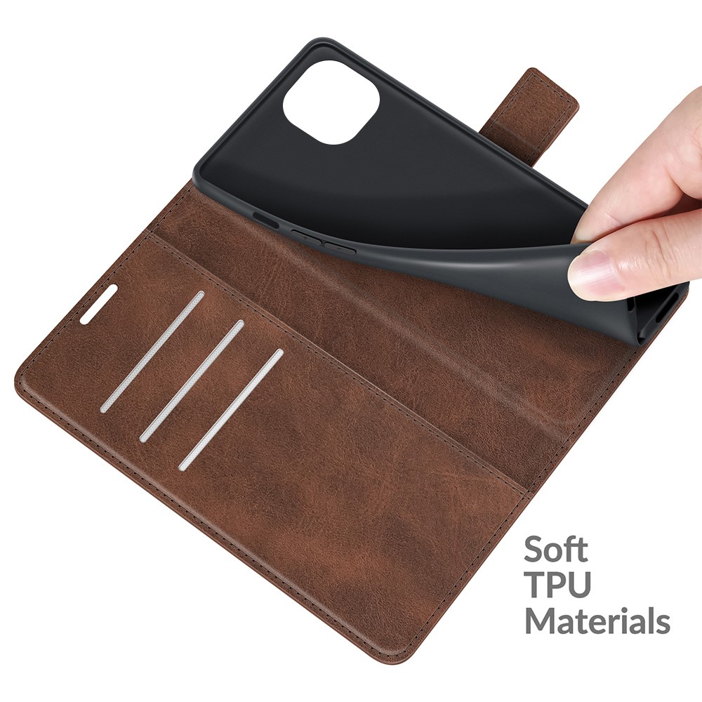  iPhone 13 Fodral Solid Läder Mörk Brun