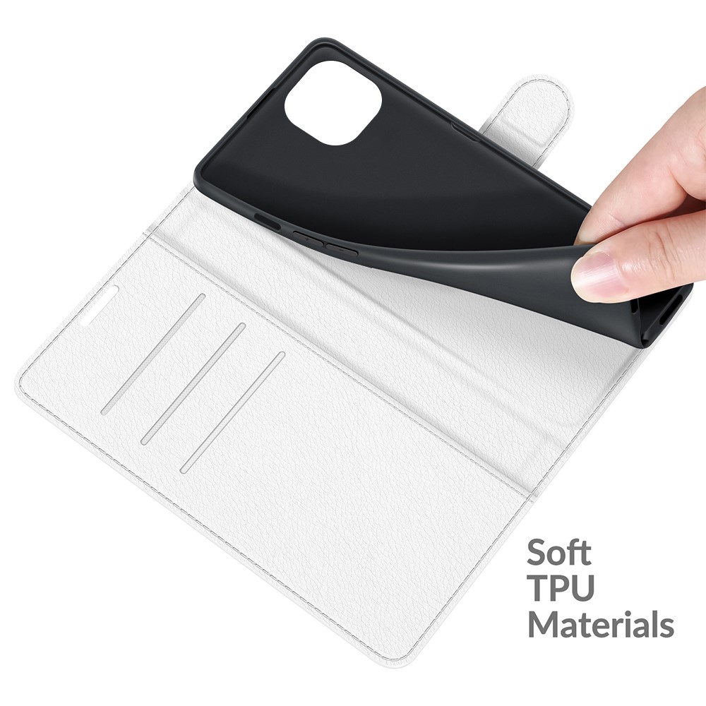  iPhone 13 Fodral Litchi Läder Vit