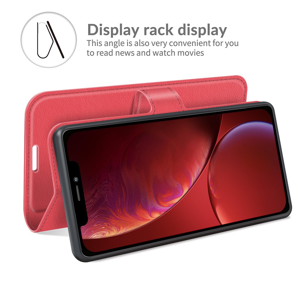  iPhone 13 Fodral Litchi Läder Röd