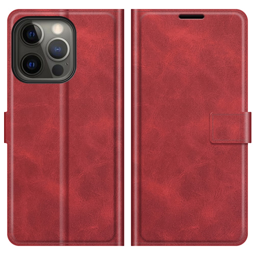  iPhone 13 Pro Max Fodral Solid Läder Röd