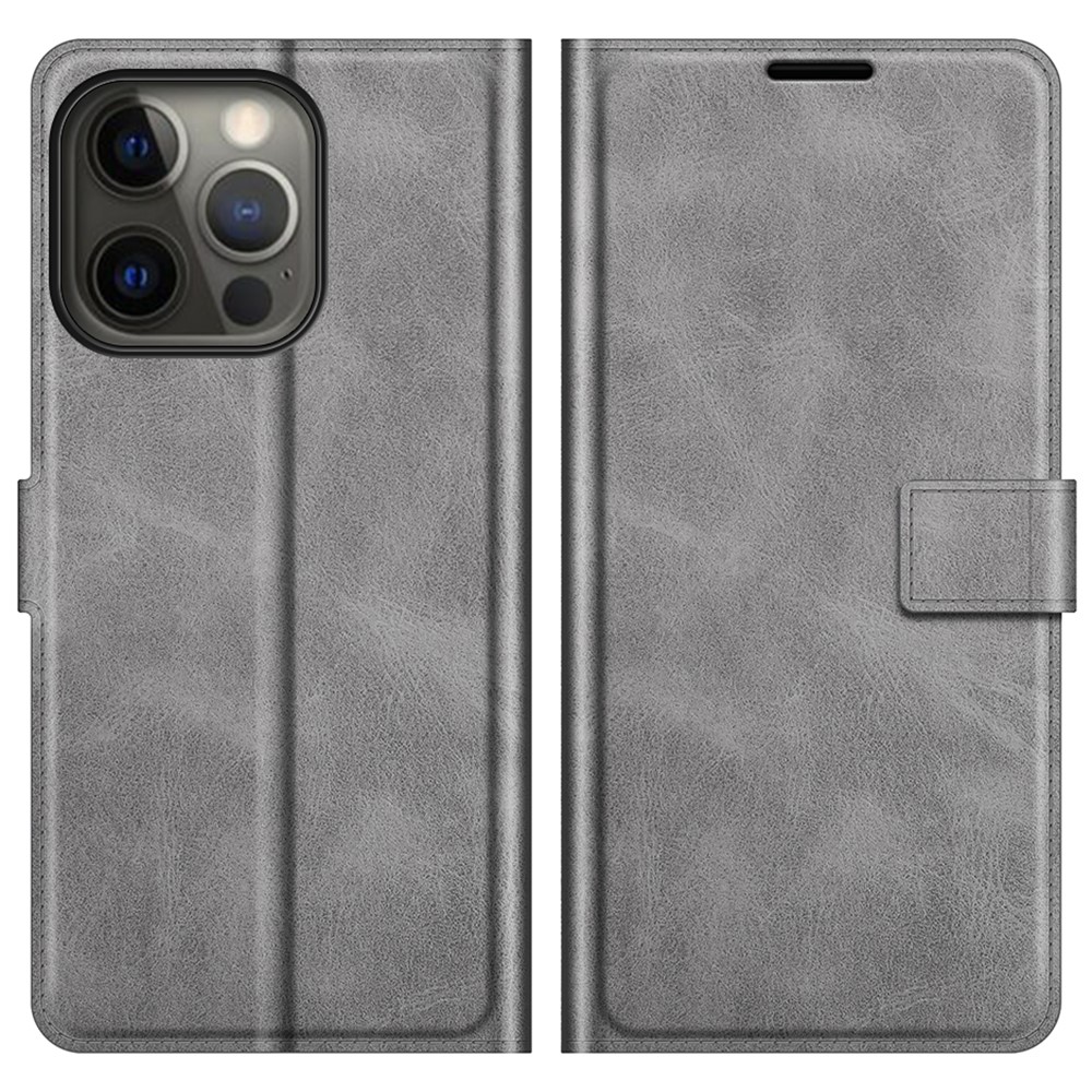  iPhone 13 Pro Max Fodral Solid Läder Grå
