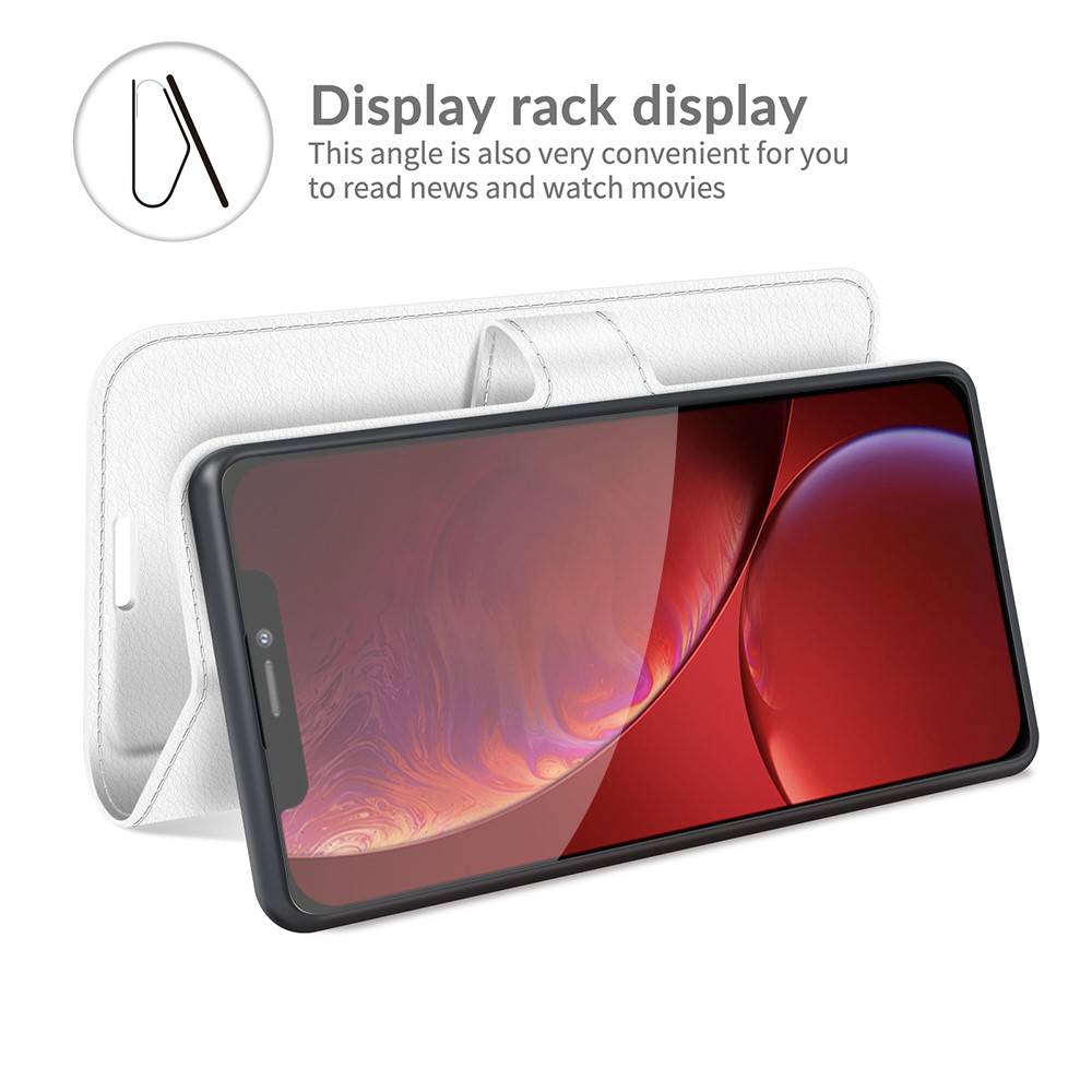  iPhone 13 Pro Max Fodral Litchi Läder Vit
