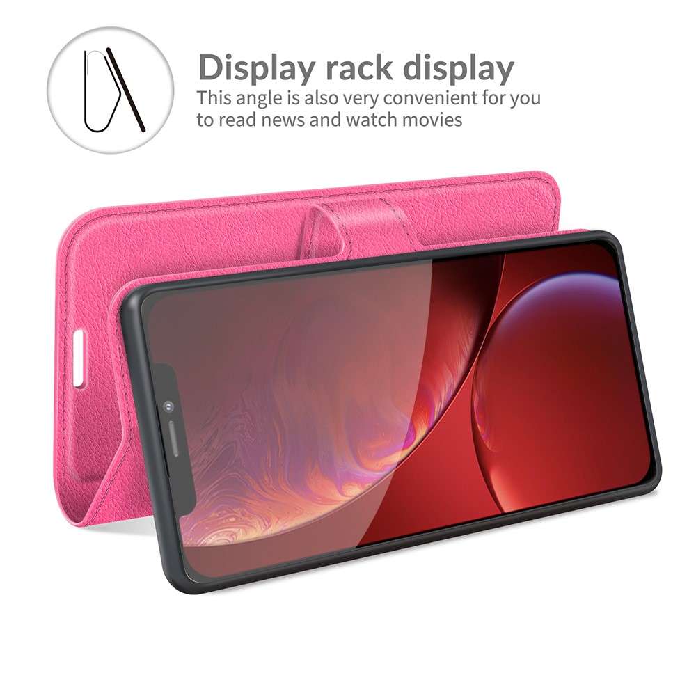  iPhone 13 Pro Max Fodral Litchi Läder Rosa