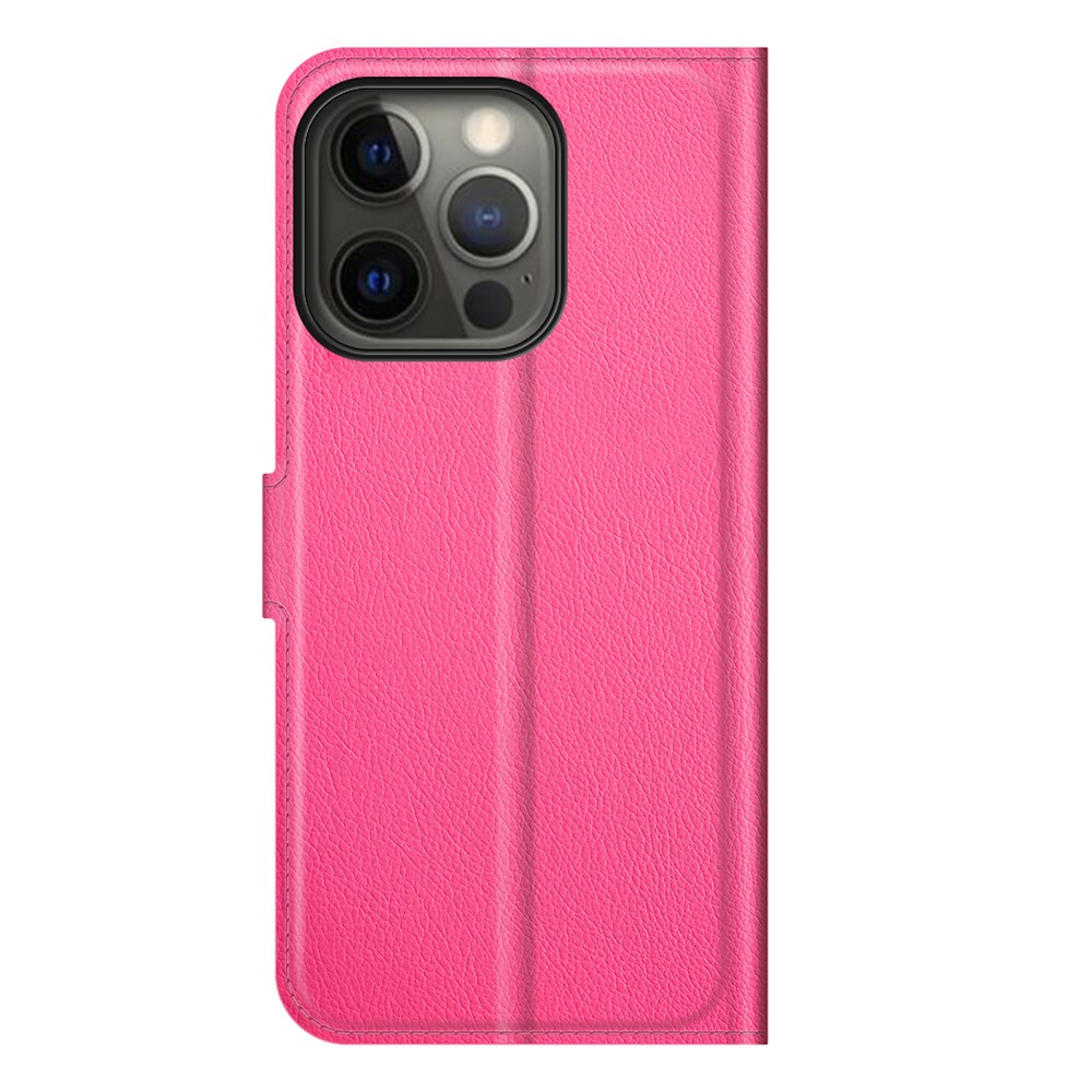  iPhone 13 Pro Max Fodral Litchi Läder Rosa