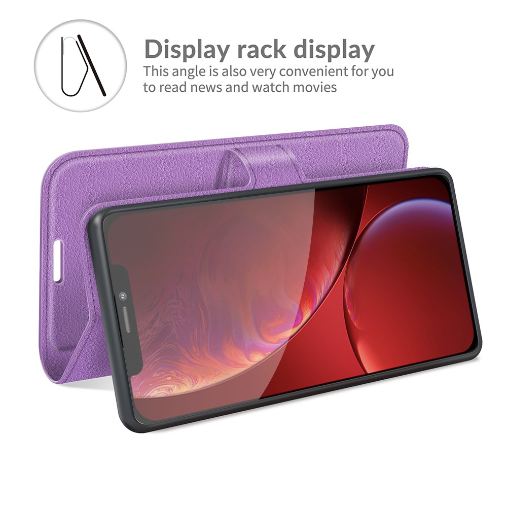  iPhone 13 Pro Max Fodral Litchi Läder Lila