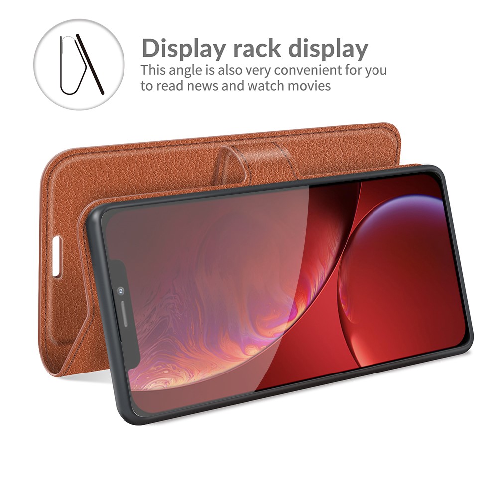  iPhone 13 Pro Max Fodral Litchi Läder Brun