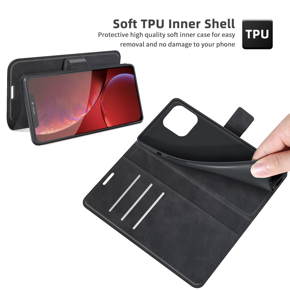  iPhone 13 Pro Fodral Solid Läder Svart