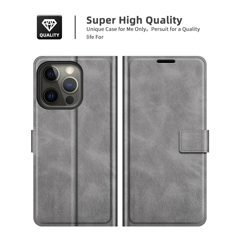  iPhone 13 Pro Fodral Solid Läder Grå