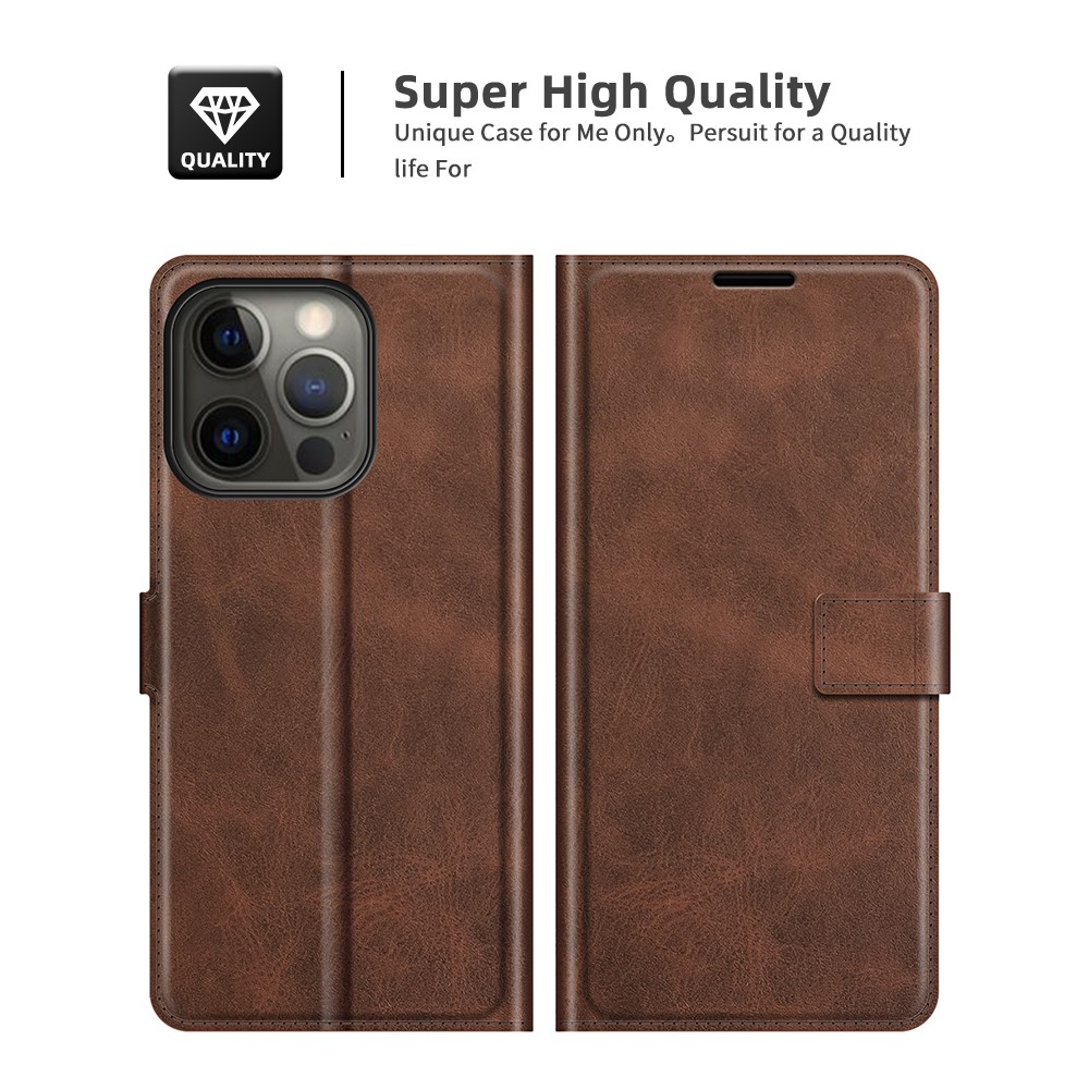  iPhone 13 Pro Fodral Solid Läder Mörk Brun