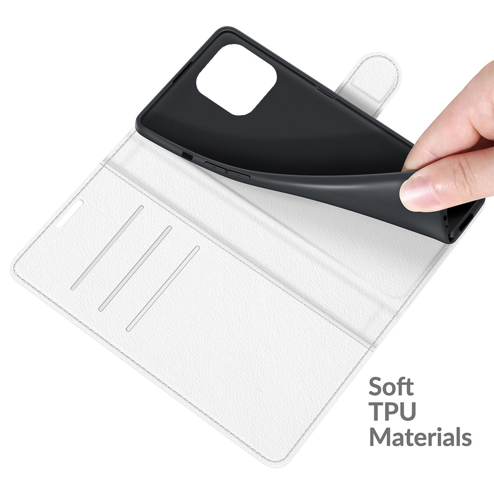  iPhone 13 Pro Fodral Litchi Läder Vit