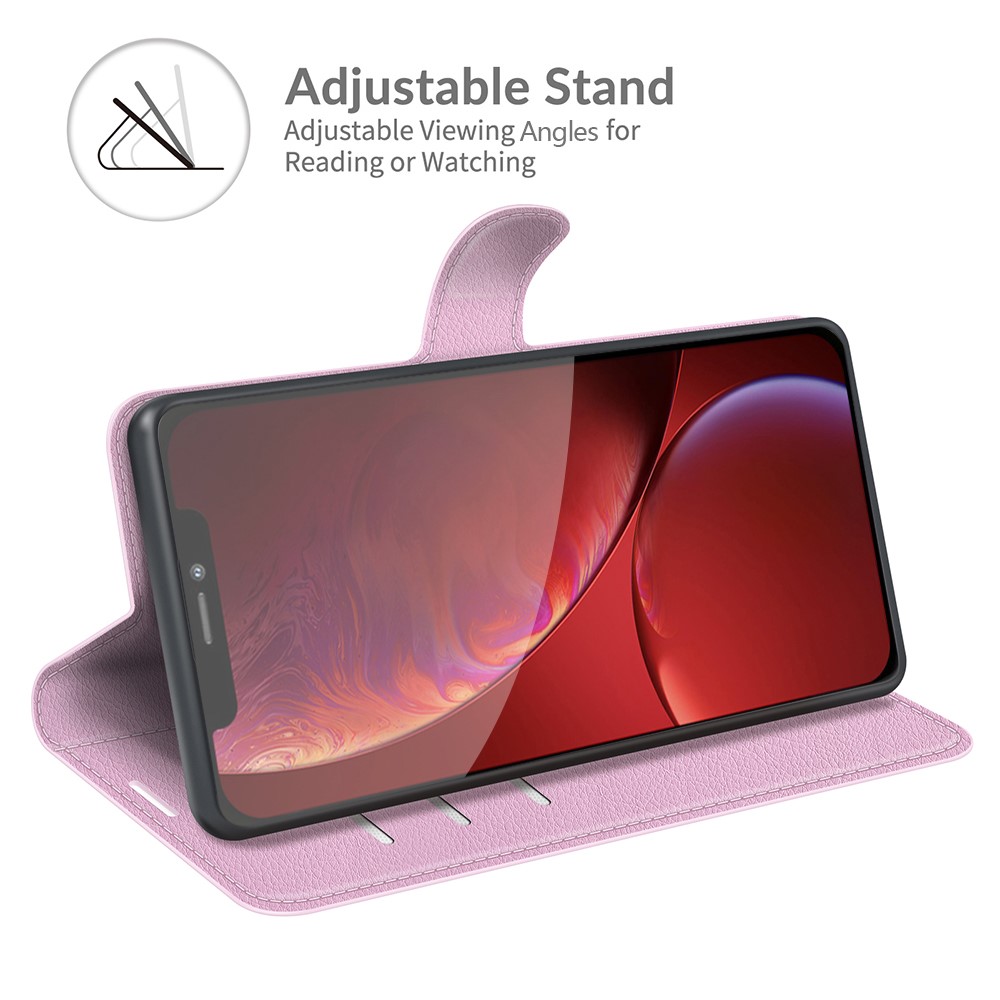  iPhone 13 Pro Fodral Litchi Läder Ljus Rosa