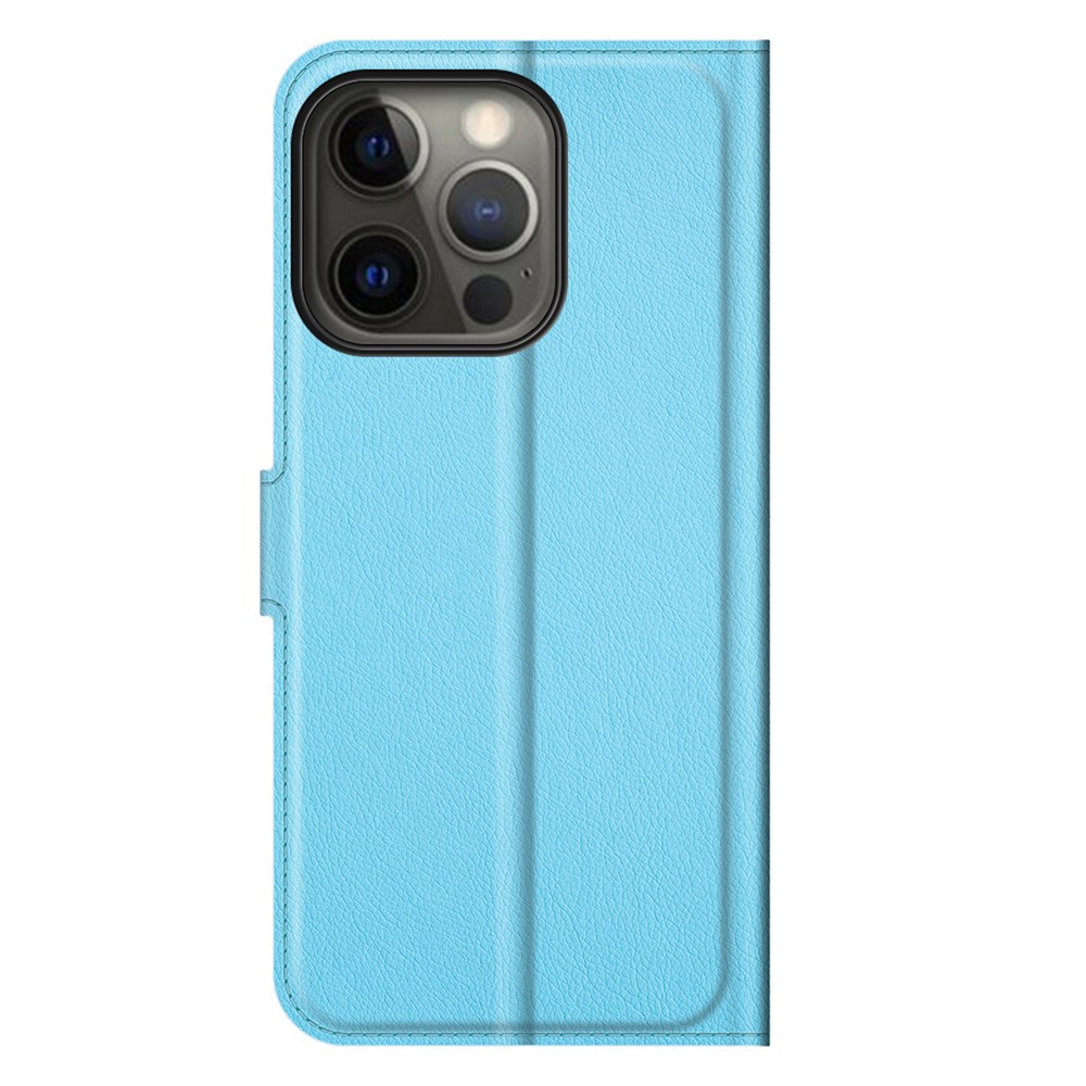  iPhone 13 Pro Fodral Litchi Läder Ljus Blå