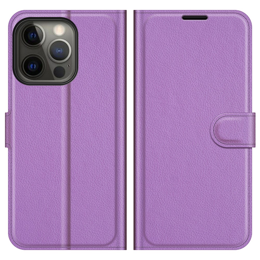  iPhone 13 Pro Fodral Litchi Läder Lila