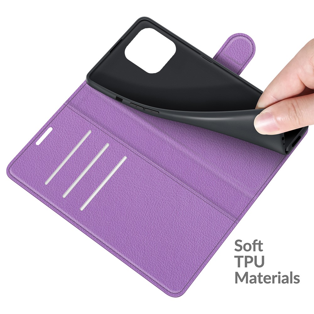  iPhone 13 Pro Fodral Litchi Läder Lila