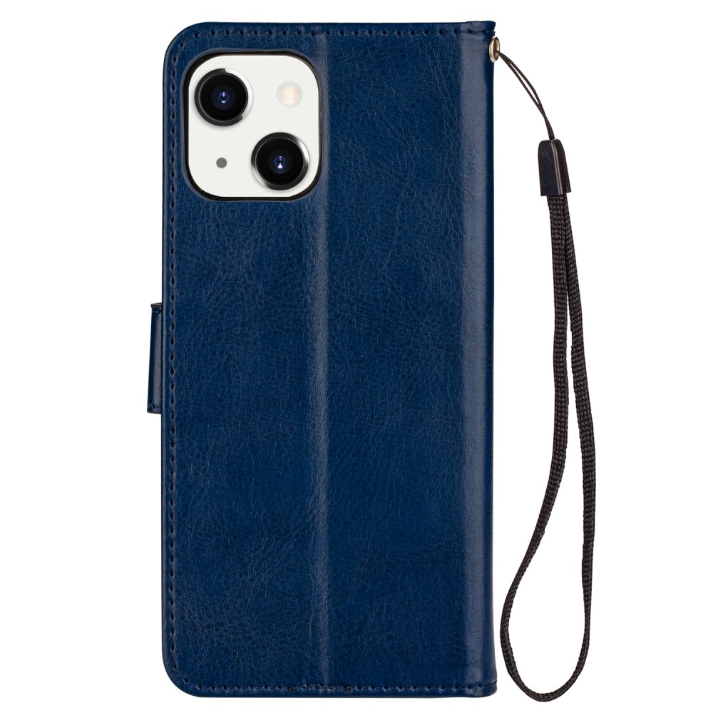  iPhone 13 Mini Fodral Crazy Horse Läder Mörk Blå