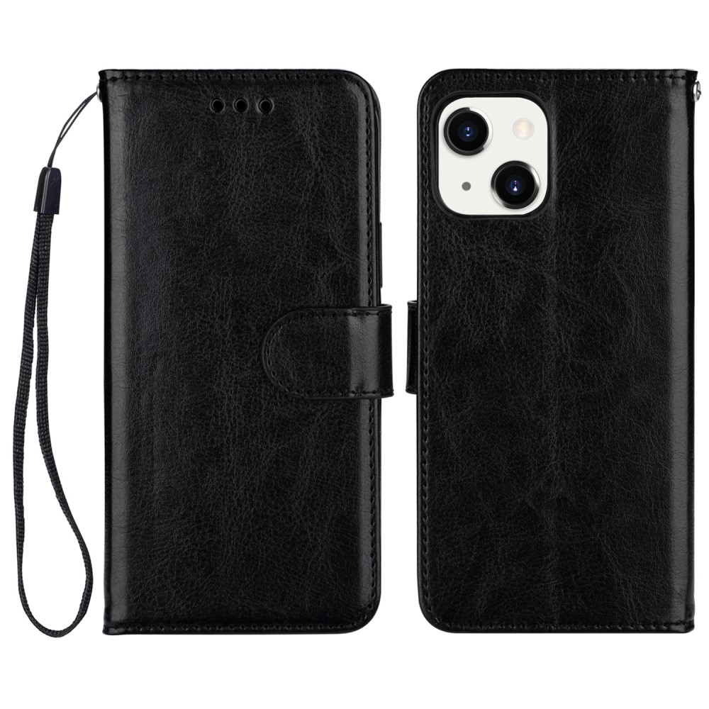  iPhone 13 Fodral Crazy Horse Läder Svart