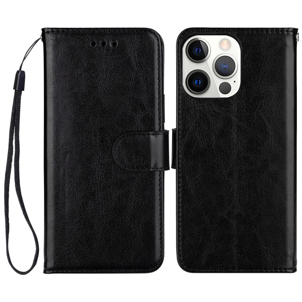  iPhone 13 Pro Fodral Crazy Horse Läder Svart