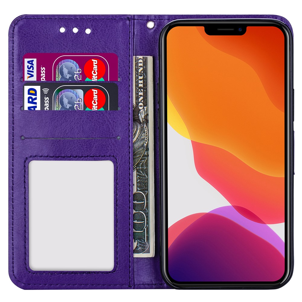  iPhone 13 Pro Max Fodral Crazy Horse Läder Lila