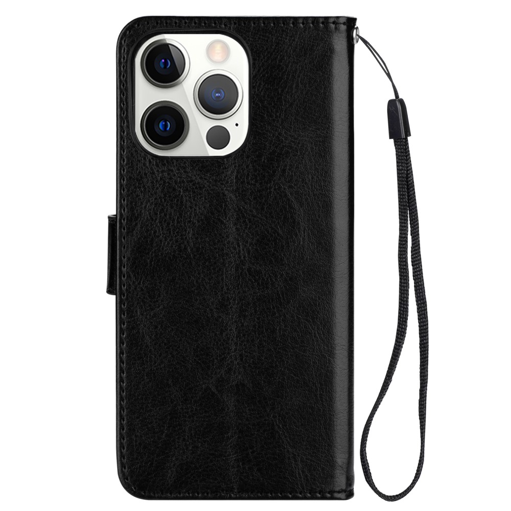  iPhone 13 Pro Max Fodral Crazy Horse Läder Svart
