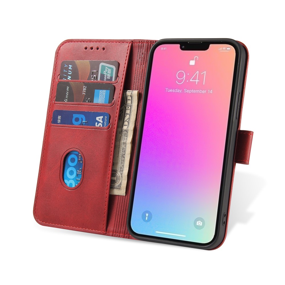  iPhone 13 Plånboksfodral Läder Röd
