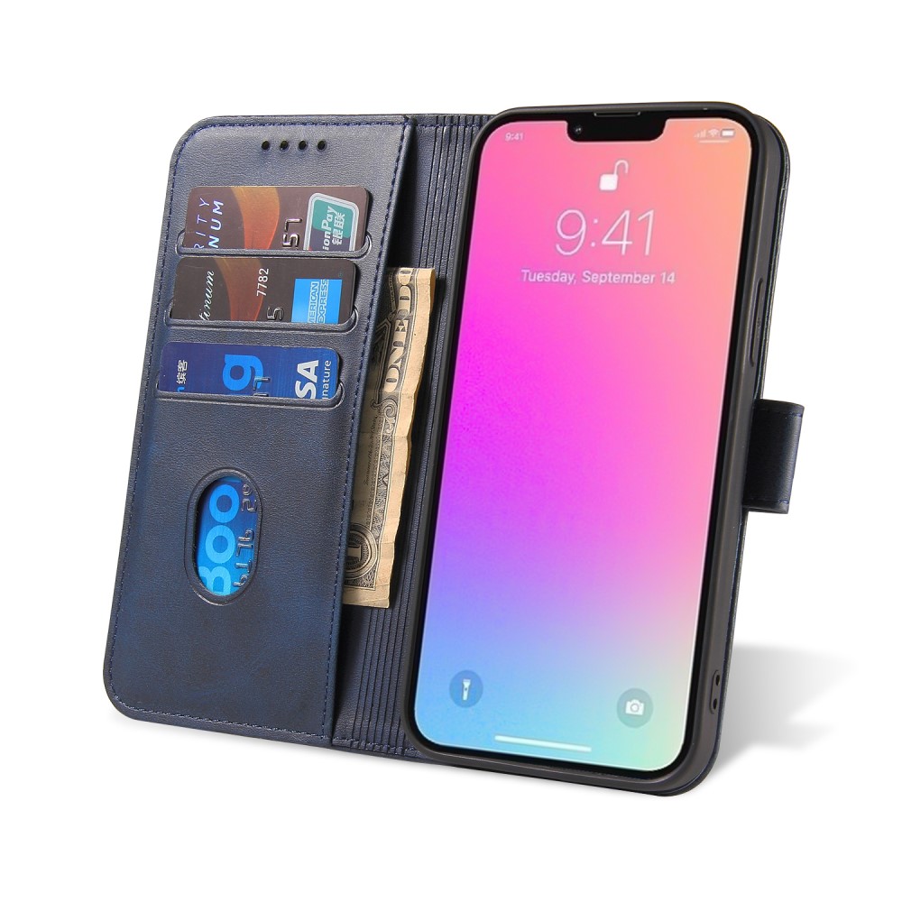  iPhone 13 Plånboksfodral Läder Blå