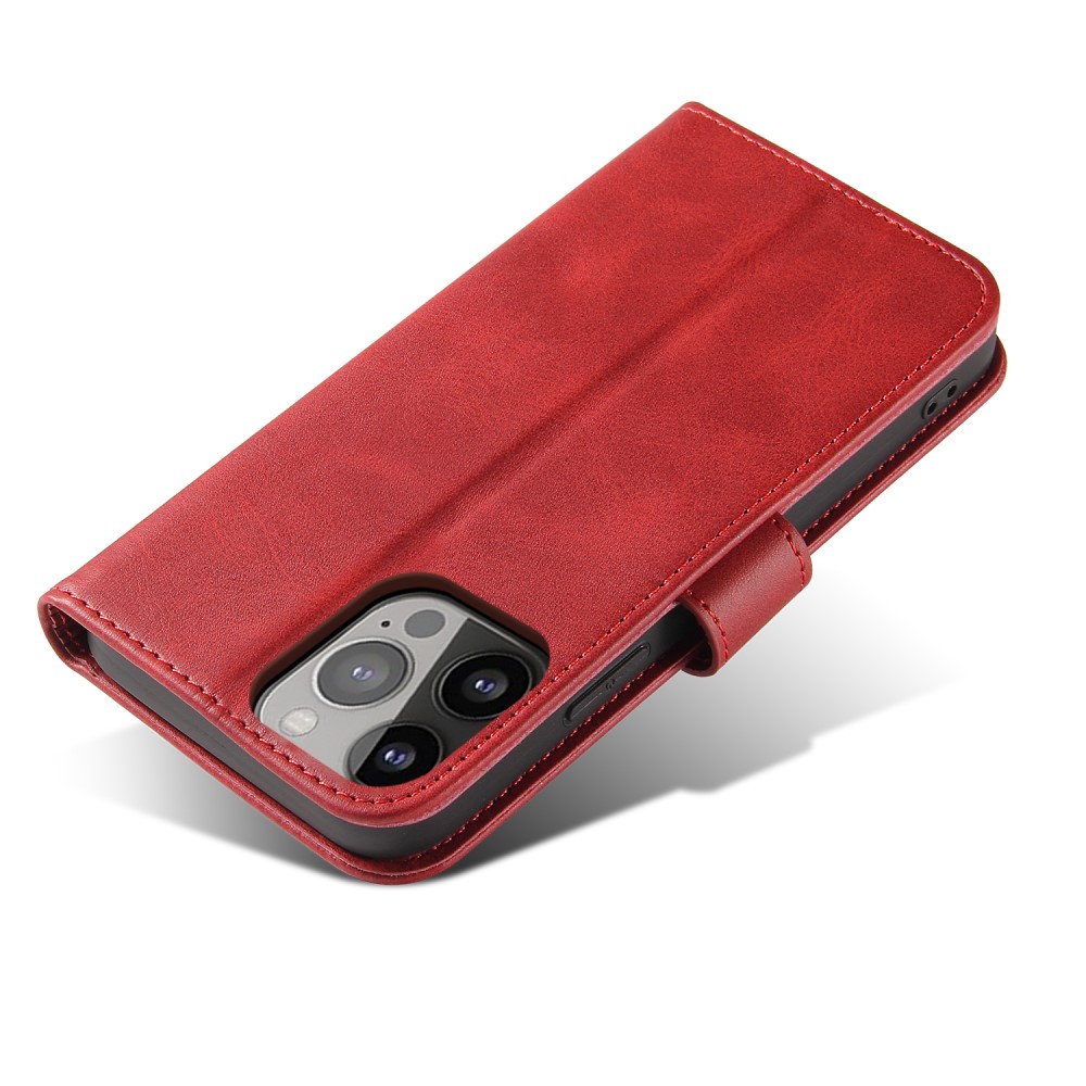  iPhone 13 Pro Plånboksfodral Läder Röd