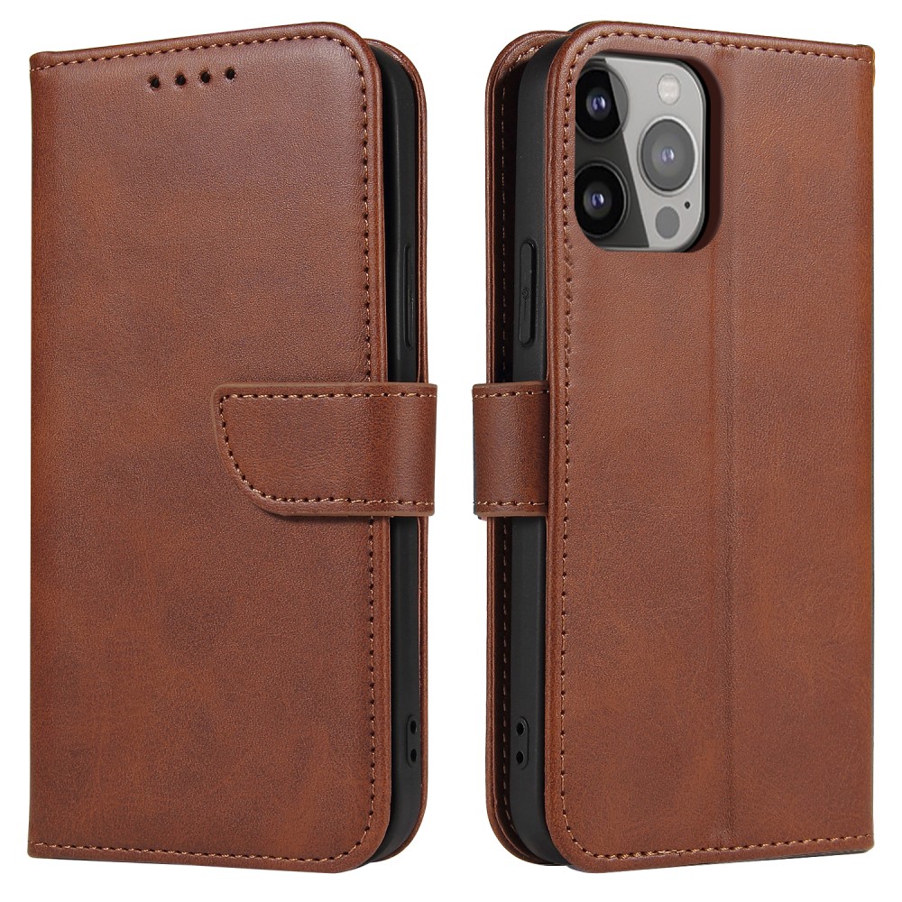  iPhone 13 Pro Max Plånboksfodral Läder Brun