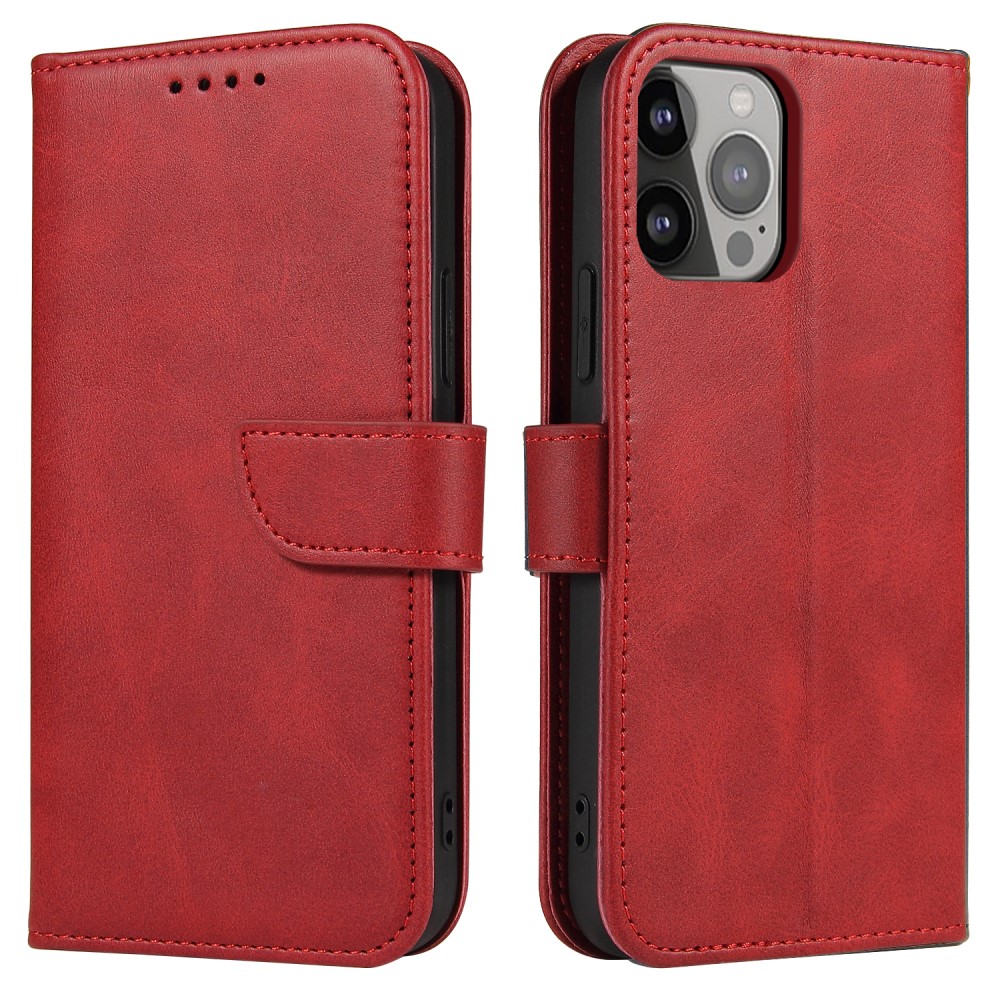  iPhone 13 Pro Max Plånboksfodral Läder Röd