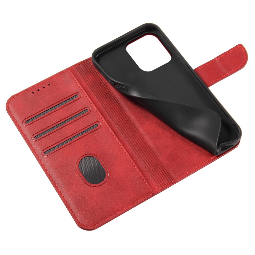  iPhone 13 Pro Max Plånboksfodral Läder Röd