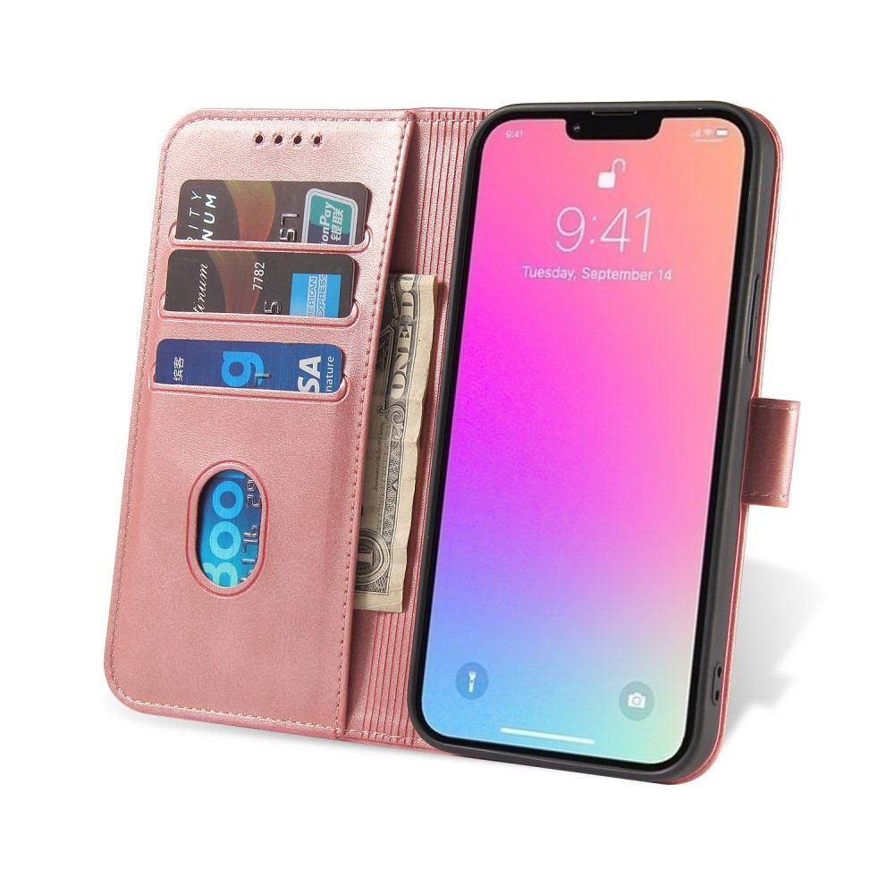  iPhone 13 Pro Max Plånboksfodral Läder Roséguld