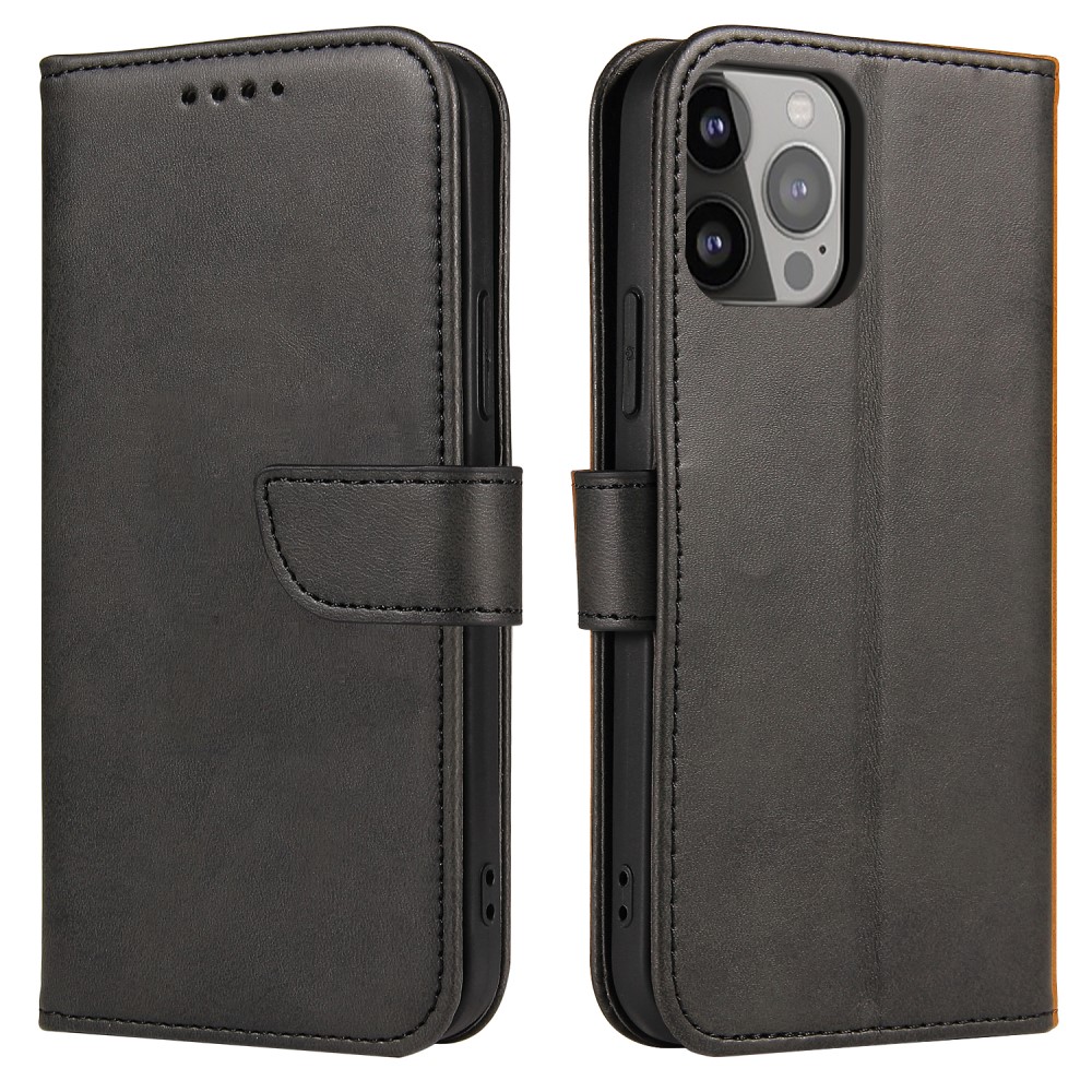  iPhone 13 Pro Max Plånboksfodral Läder Svart