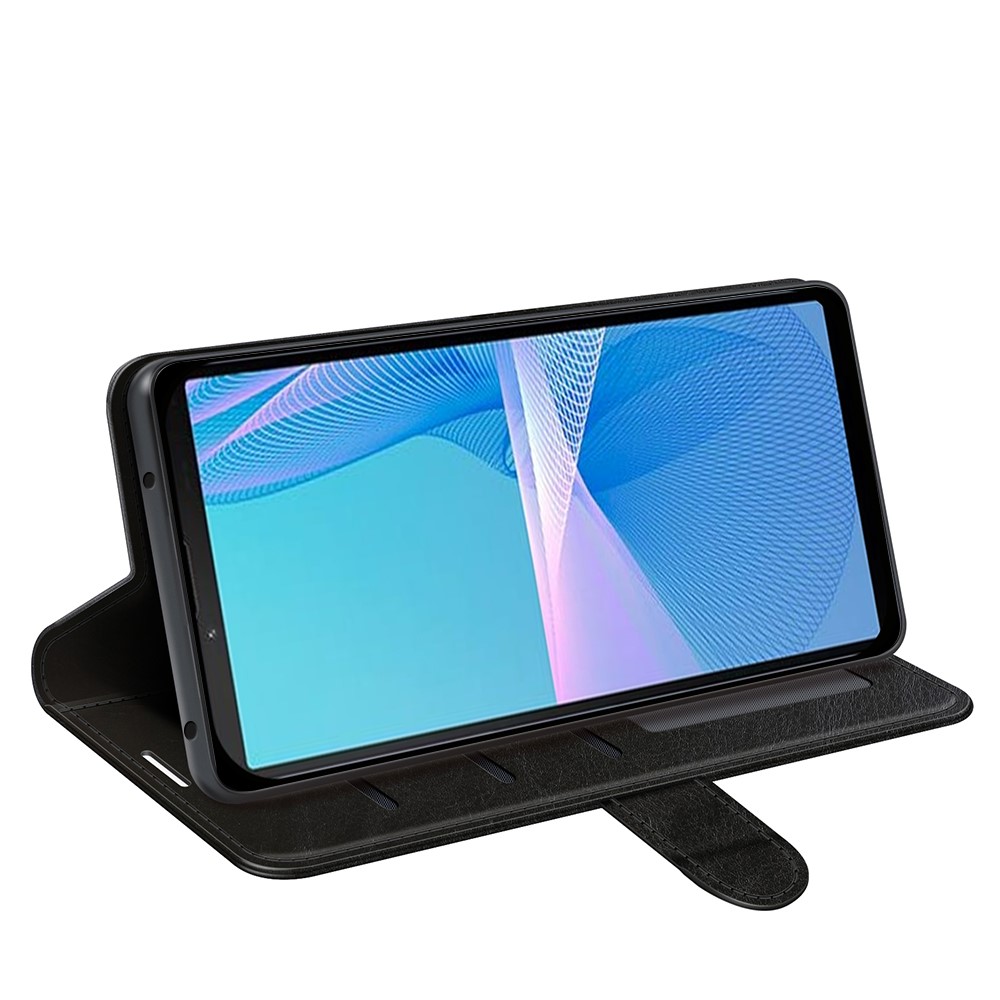  Sony Xperia 10 IV Fodral Crazy Horse Läder Svart