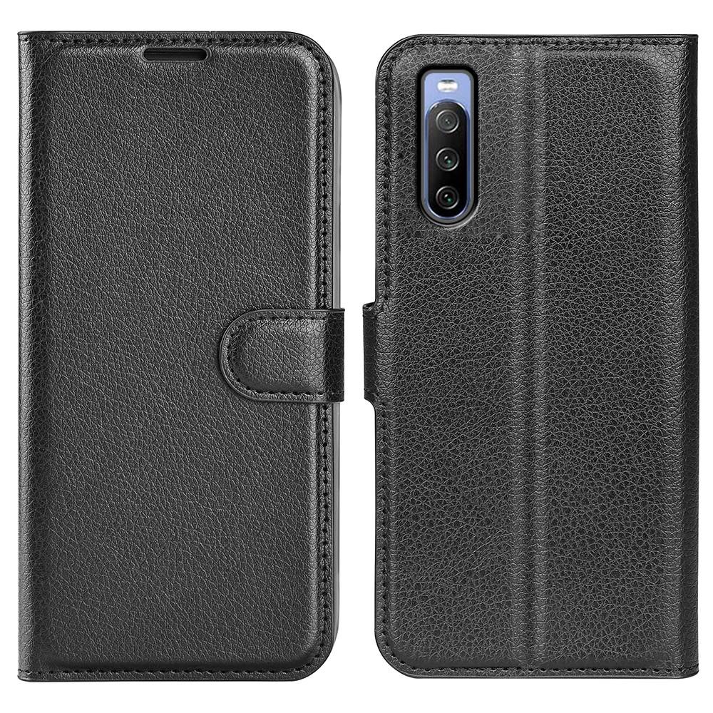  Sony Xperia 10 IV Fodral Litchi Läder Svart