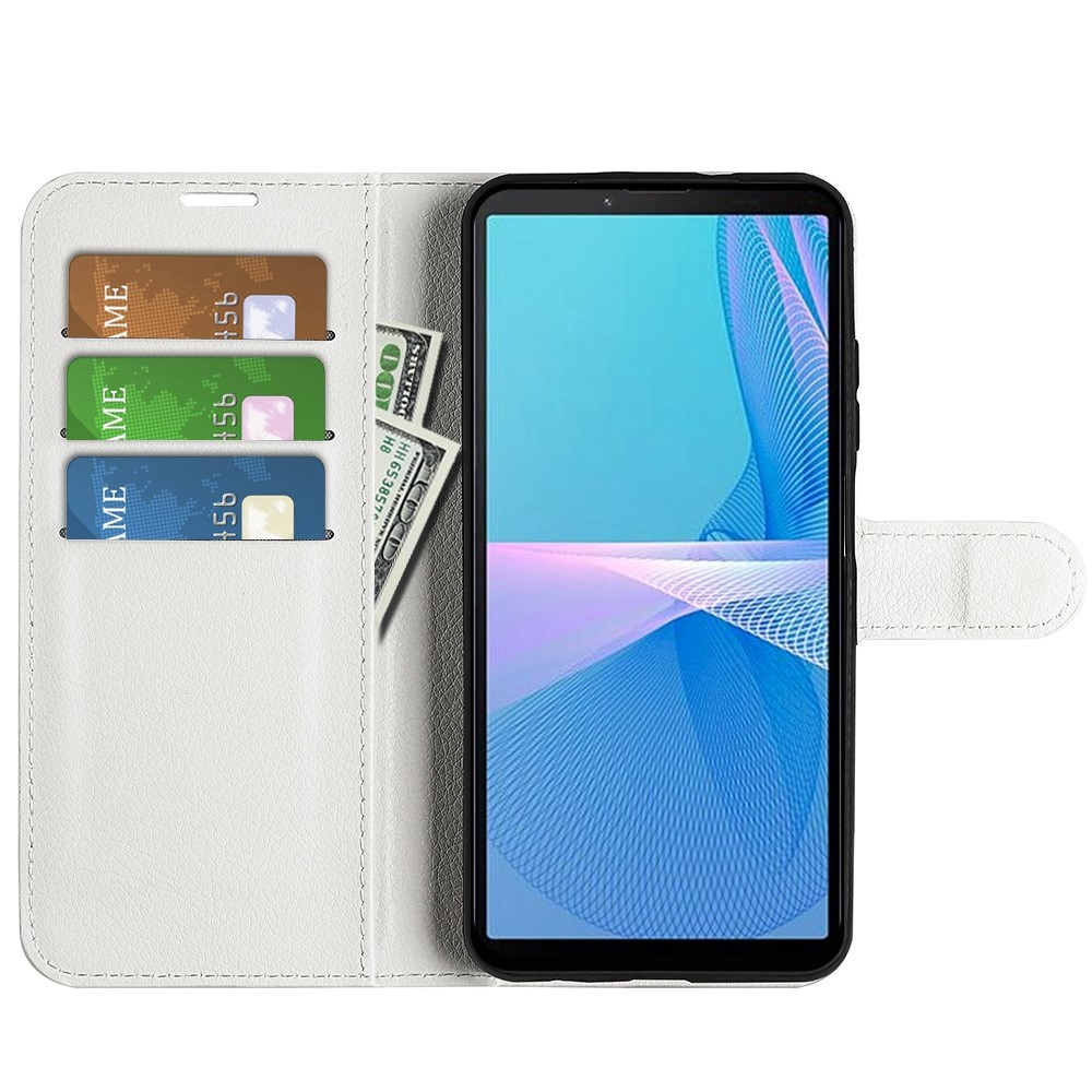  Sony Xperia 10 IV Fodral Litchi Läder Vit