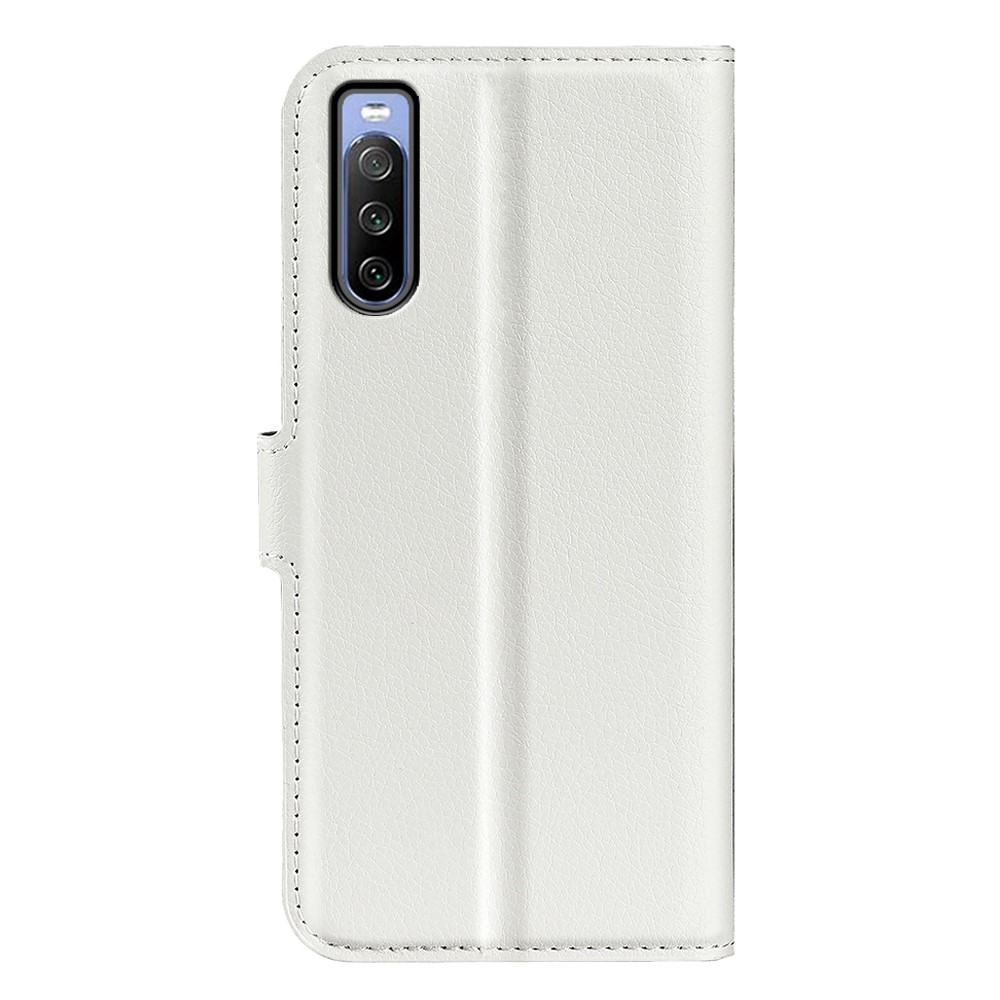  Sony Xperia 10 IV Fodral Litchi Läder Vit