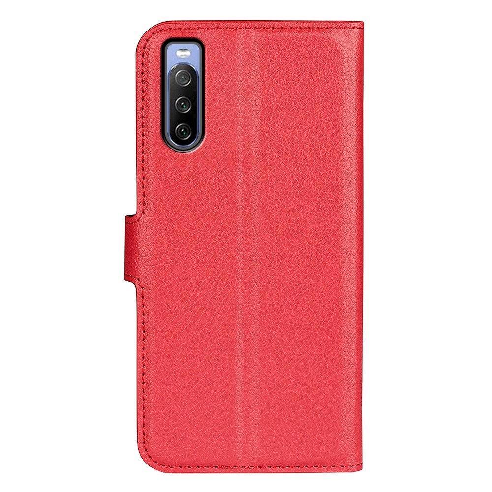  Sony Xperia 10 IV Fodral Litchi Läder Röd