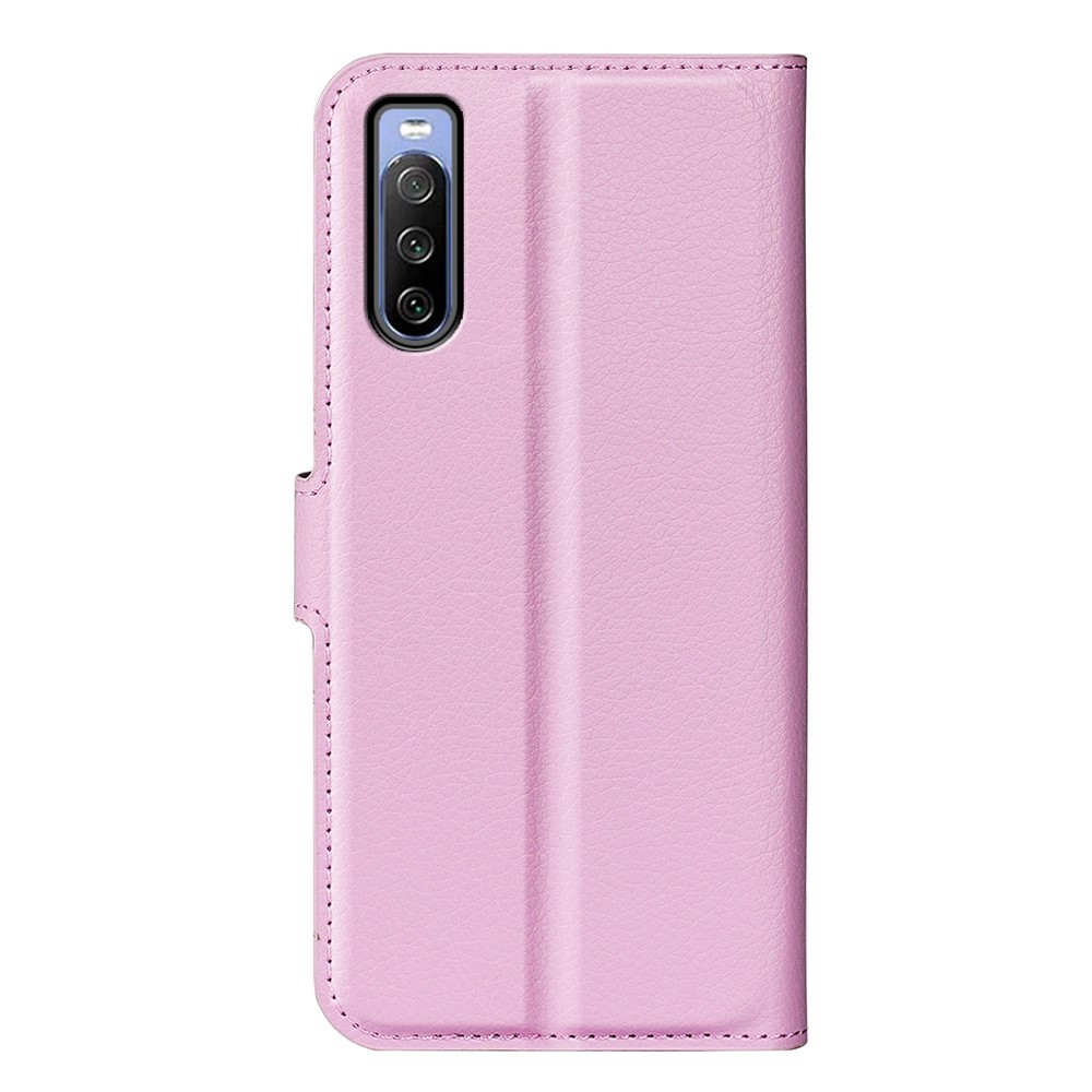  Sony Xperia 10 IV Fodral Litchi Läder Ljus Rosa
