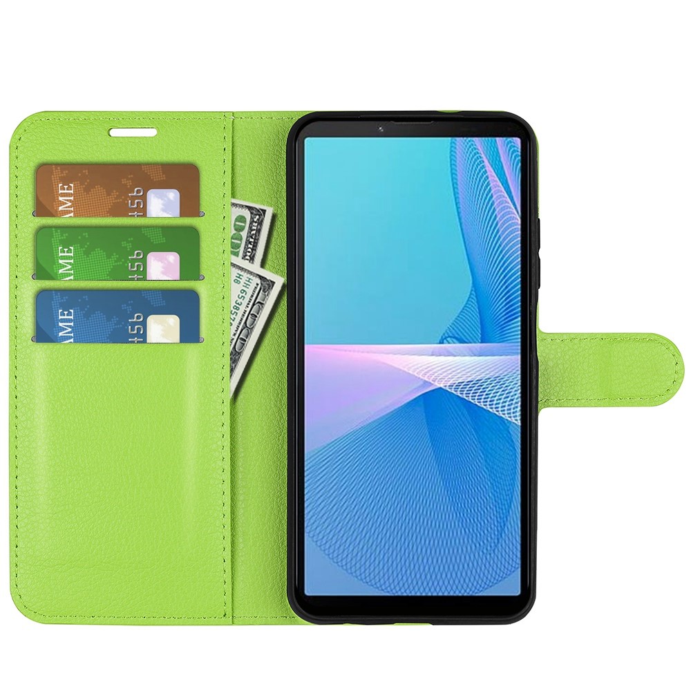  Sony Xperia 10 IV Fodral Litchi Läder Grön