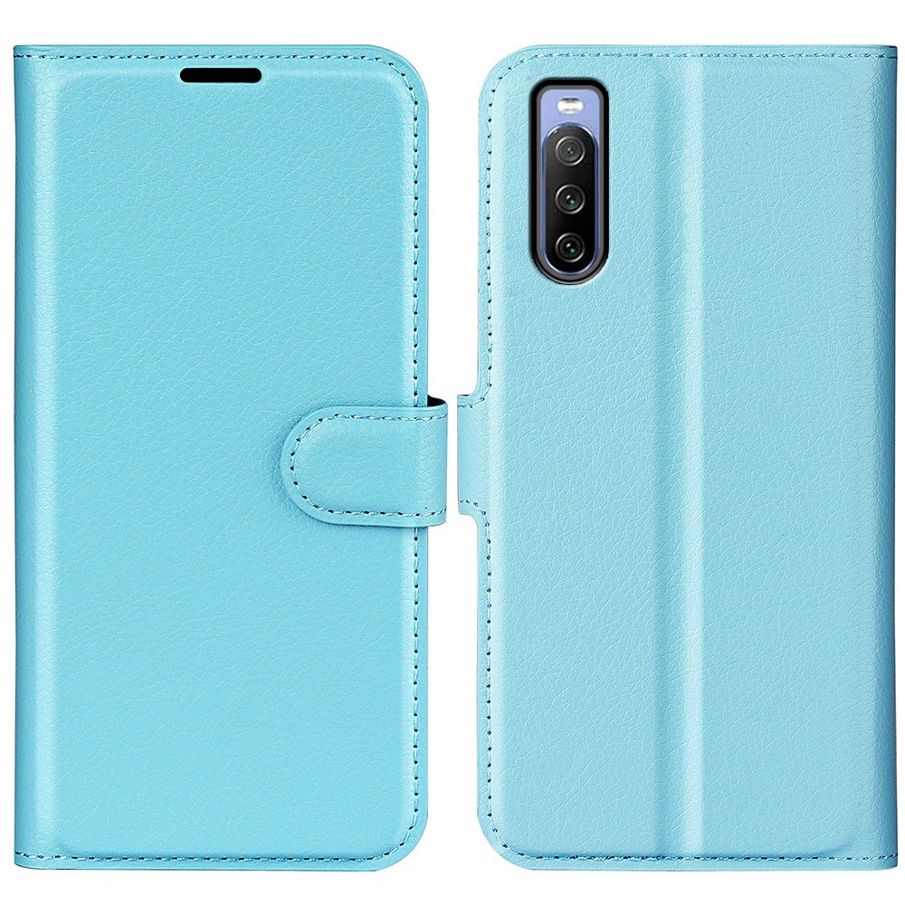  Sony Xperia 10 IV Fodral Litchi Läder Ljus Blå