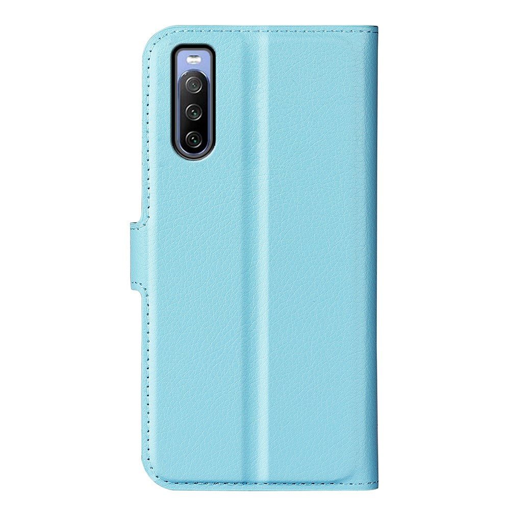  Sony Xperia 10 IV Fodral Litchi Läder Ljus Blå