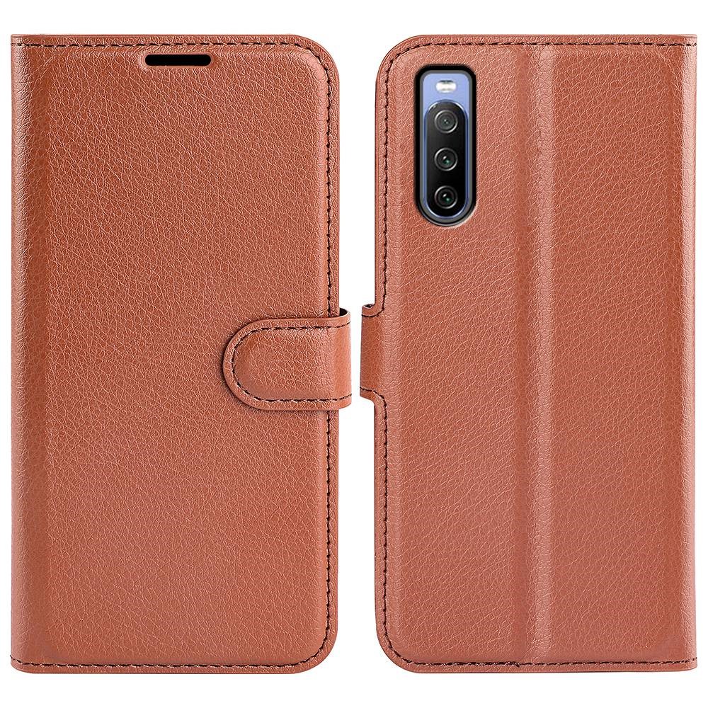  Sony Xperia 10 IV Fodral Litchi Läder Brun