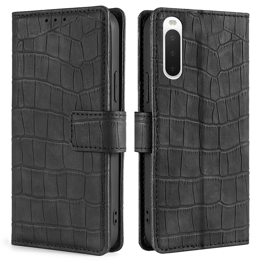  Sony Xperia 10 IV Fodral Krokodil Textur Svart