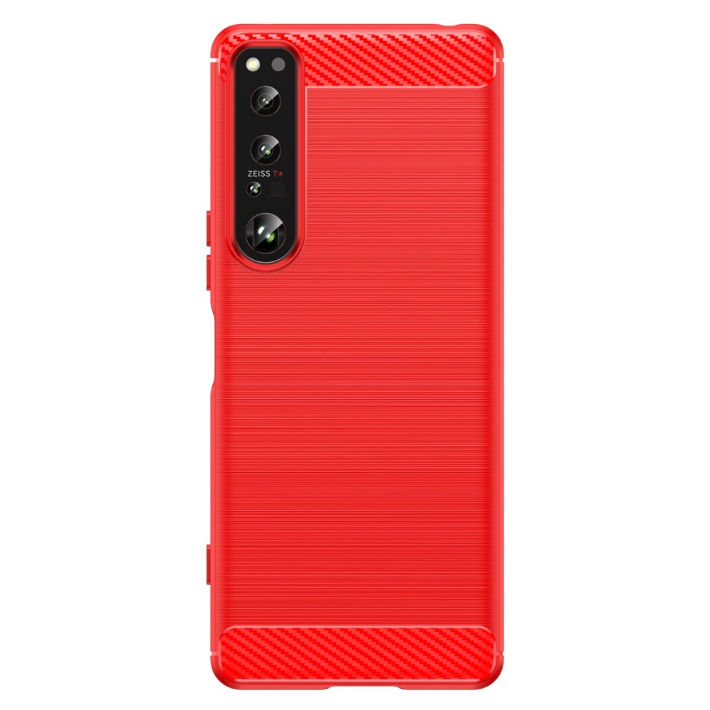  Sony Xperia 1 IV Skal Borstad Stål Textur Röd