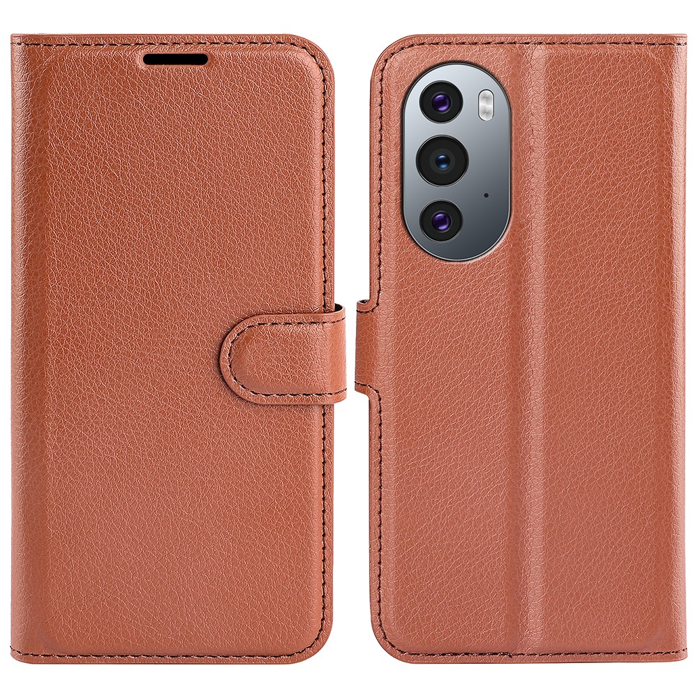  Motorola Edge 30 Pro Fodral Litchi Textur Brun